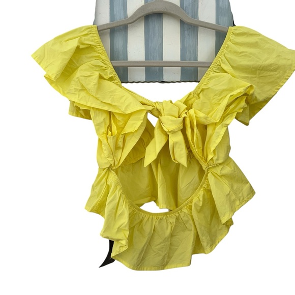 SHEIN X Yellow Ruffle Crop Top - Picture 5 of 6